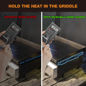 Side guard 13.8 inches by 1.4 inches protects side burners