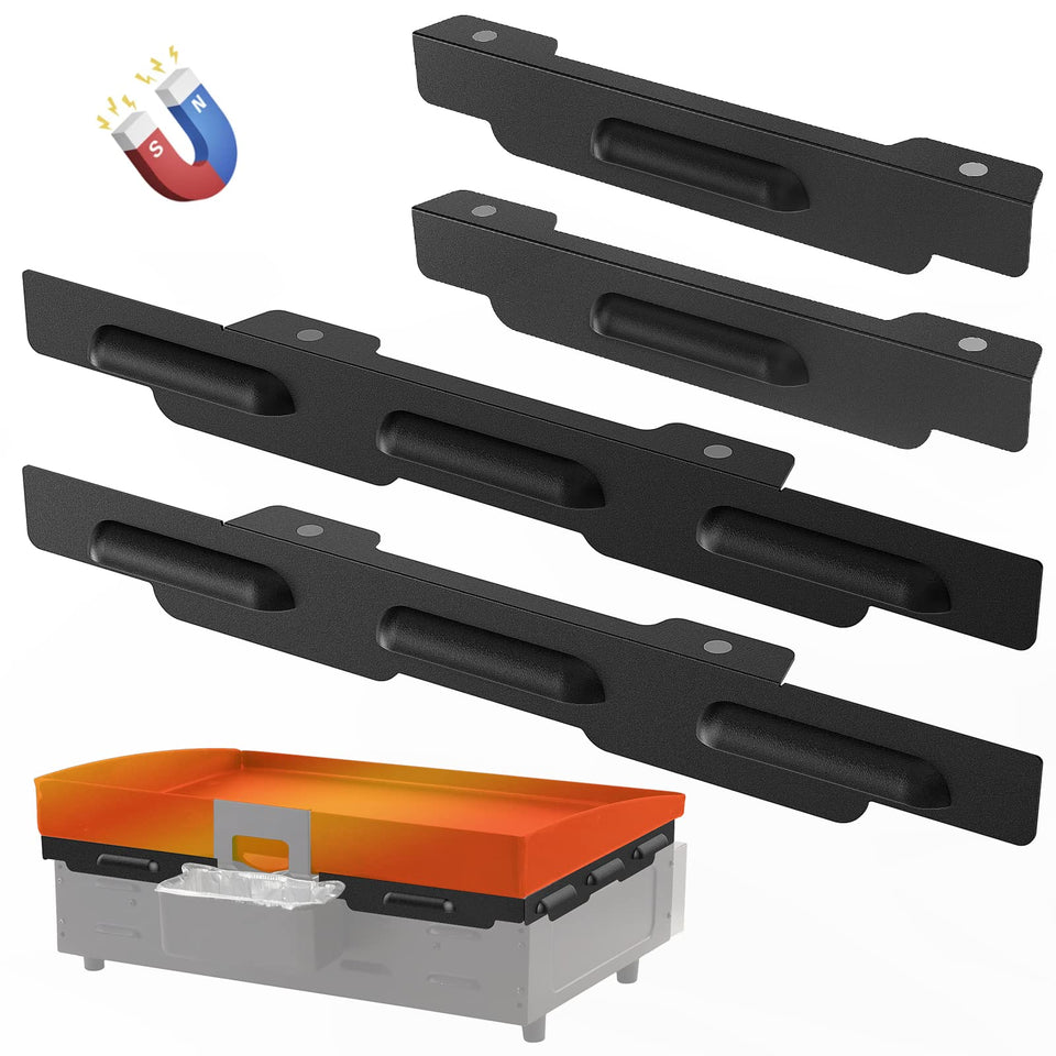 MeWeBlue wind guard on a 22-inch Blackstone griddle improving heat retention for even cooking.