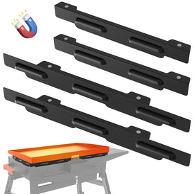 MeWeBlue wind guards mounted on Blackstone 28-inch griddle for magnetic attachment