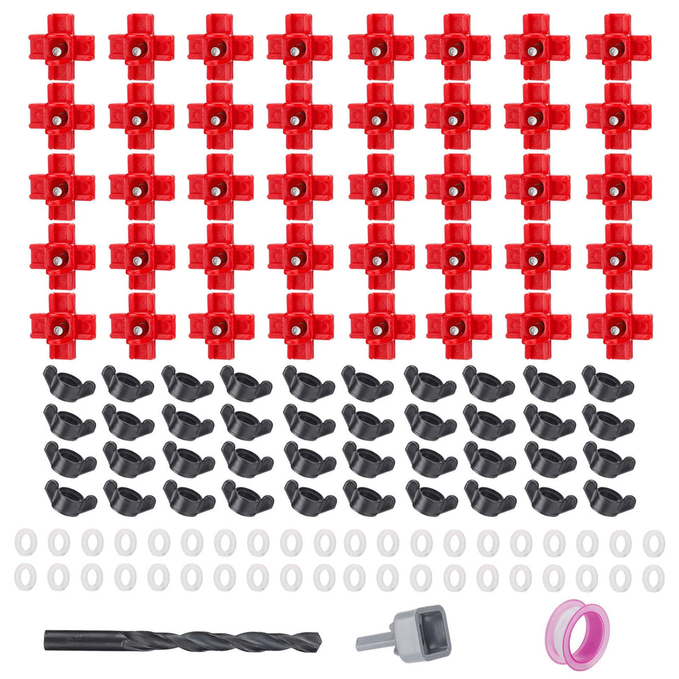 MEWTOGO 40-pack chicken waterer nipples in a bucket system for clean, automatic hydration.