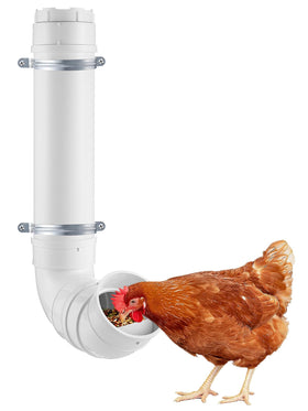 MEWTOGO automatic chicken feeder on wall mount reduces waste.