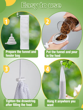 MEWTOGO durable polyester mesh bags for many birds feeding at once.