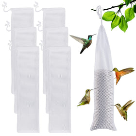 MEWTOGO Finch Sock Feeder on a branch for easy outdoor finch feeding.