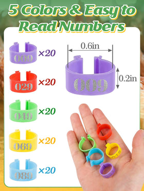 MEWTOGO five-color code leg rings help quick visual identification.