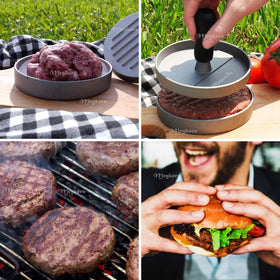 Meykers BPA-free metal burger press for durable, food-grade patty making.