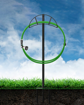 Meykwod heavy-duty stand can support up to 150 feet of hose