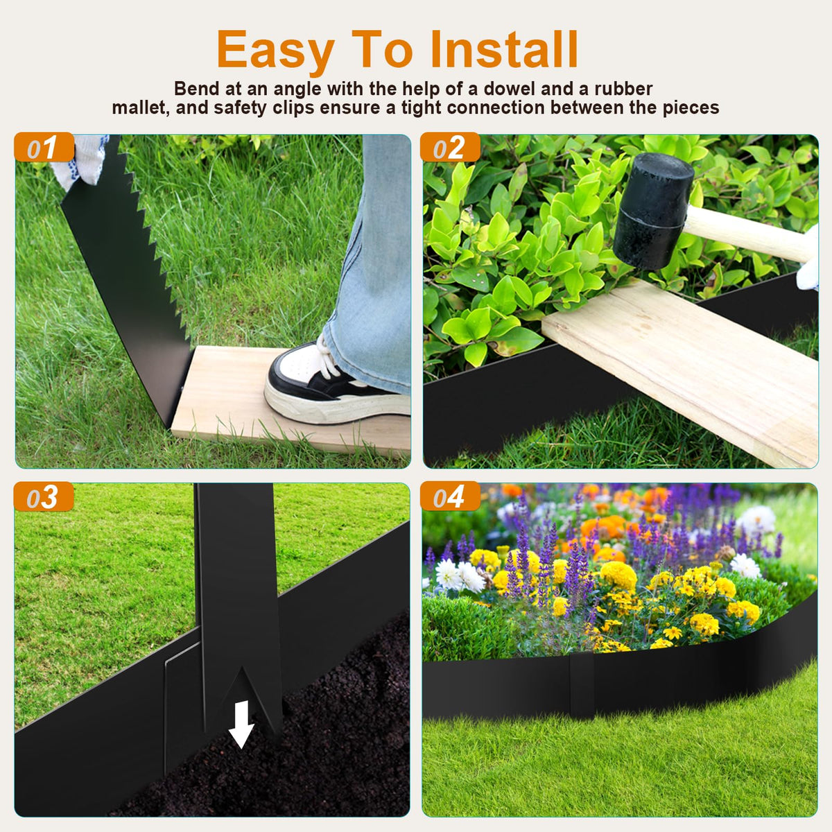 Meyoppm edging installed along a lawn border showcases clean, defined garden separation.