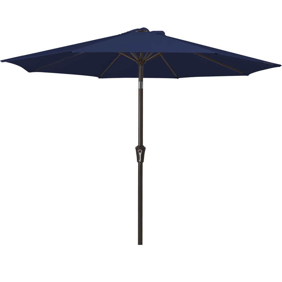 MEWAY 9ft patio umbrella demonstrating sturdy pole and ribs for durable shade