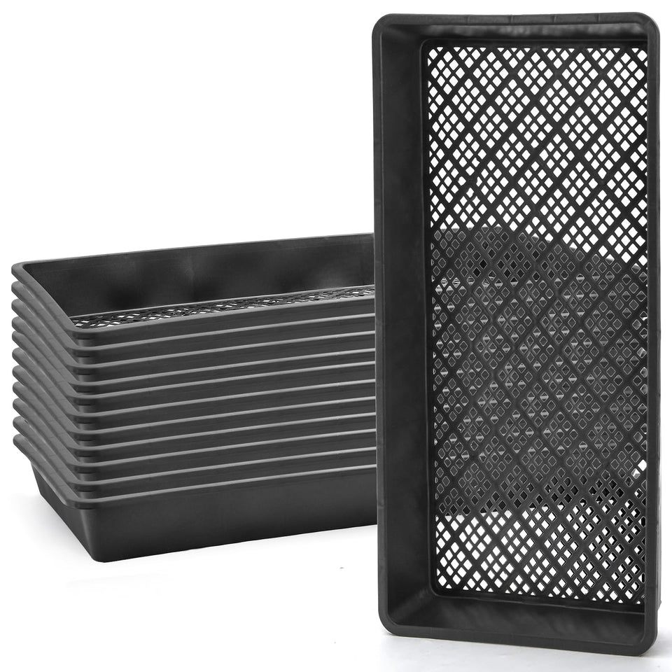 Mezchi seed starter trays with mesh bottom for healthy root airflow.