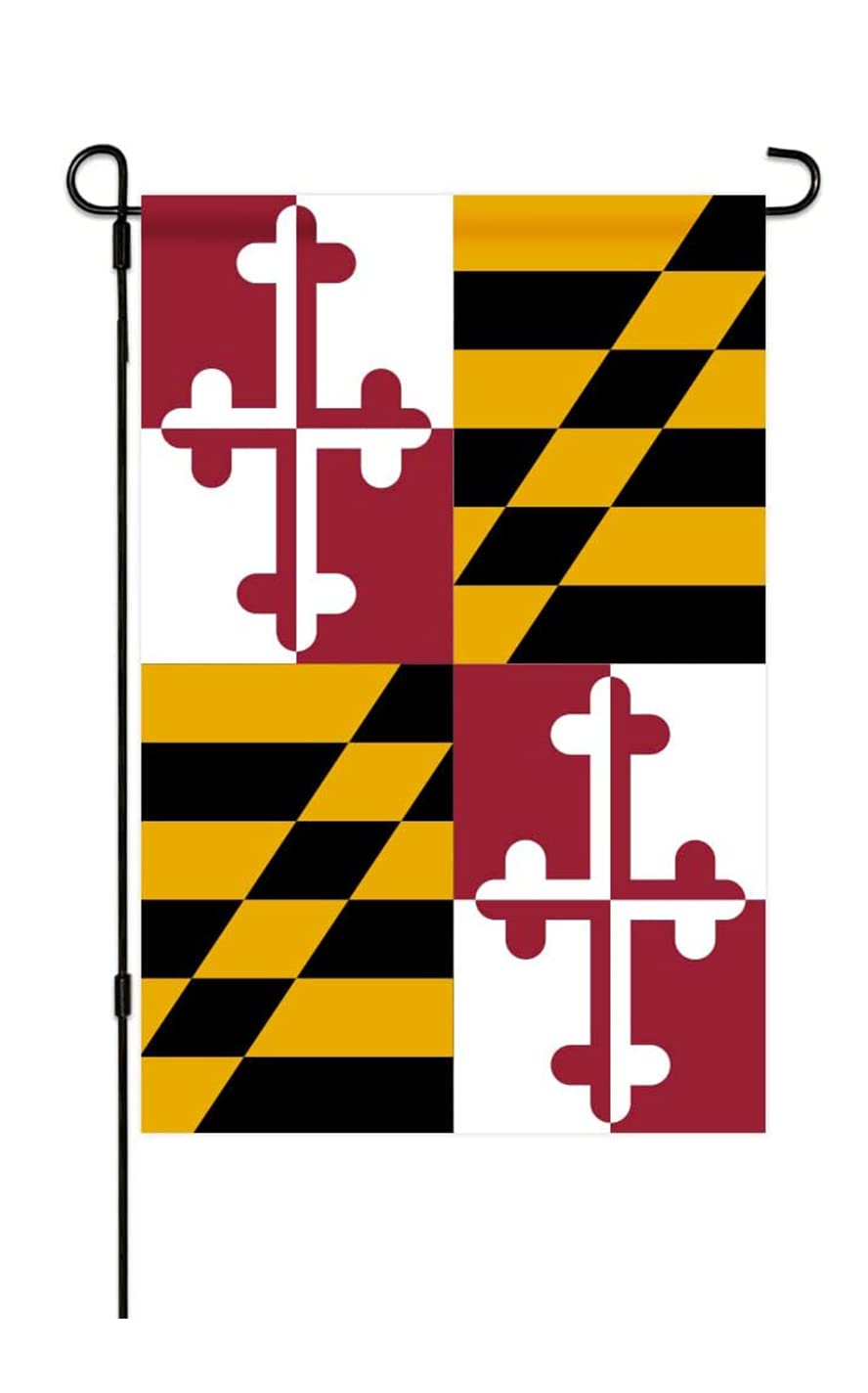 mflagperft Maryland flag small garden flag, double-sided display for yard pride.
