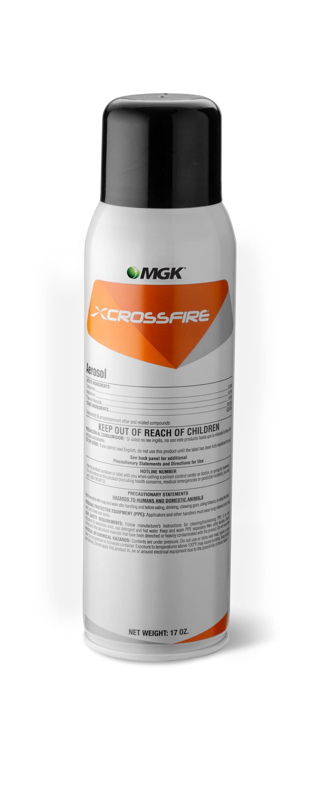 MGK CrossFire aerosol can close-up highlighting long-lasting bed bug control.