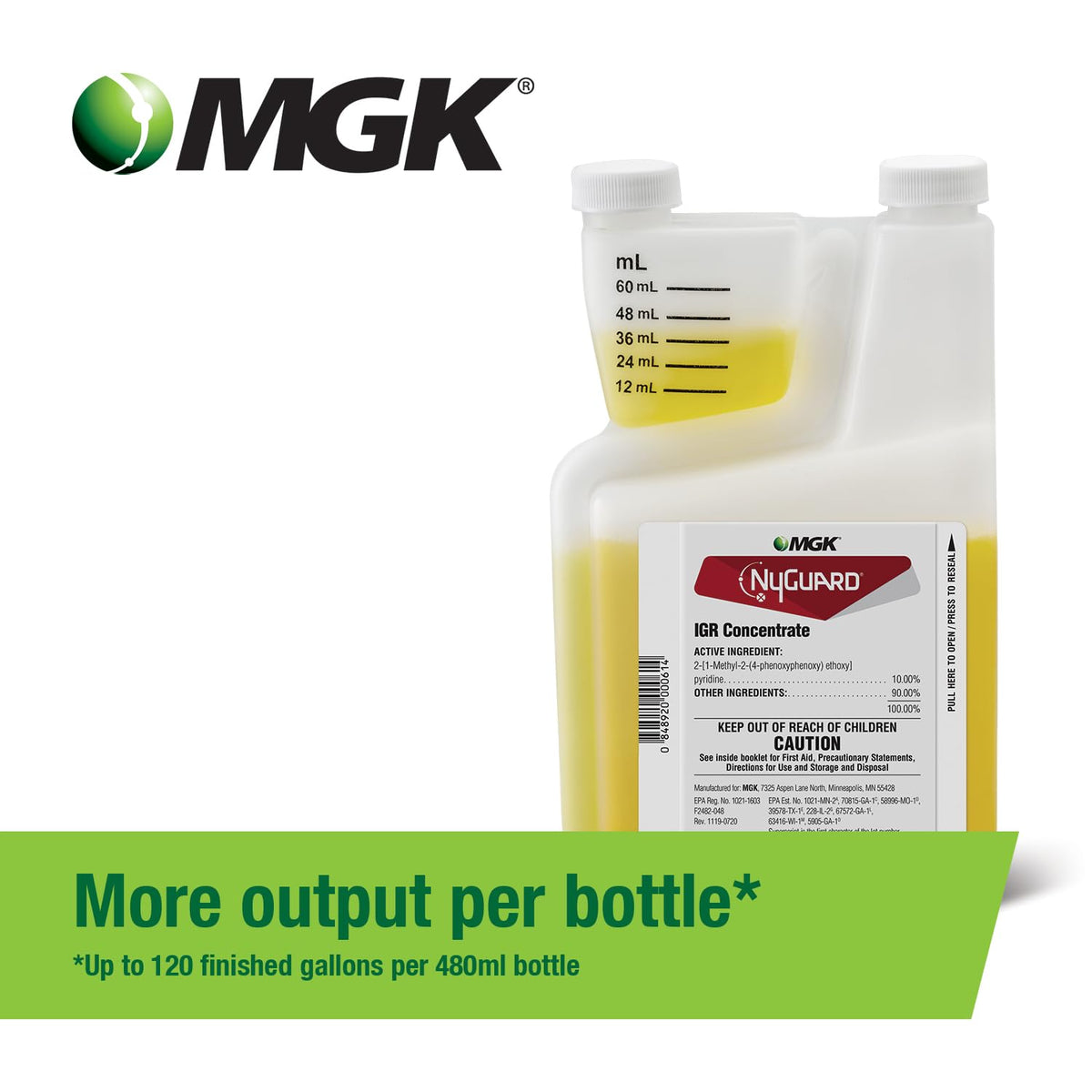 MGK NyGuard IGR concentrate cap shows measurement for dosing.