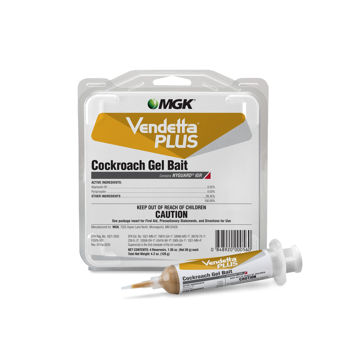 MGK Vendetta Plus cockroach gel bait tubes, ready for interior placement.