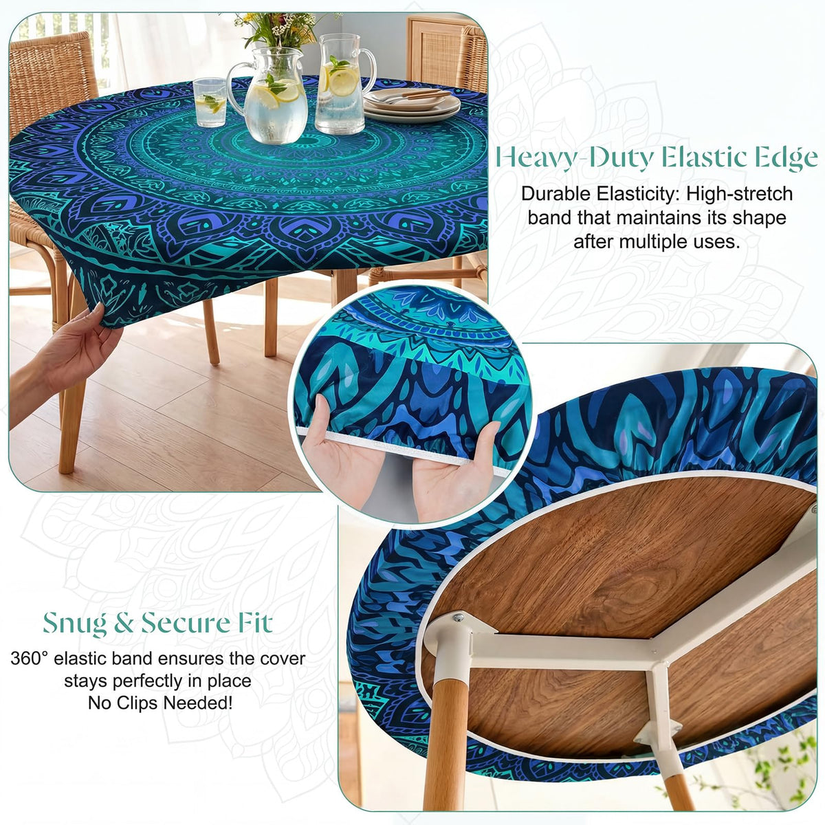 MHJY waterproof fabric tablecloth resists spills and wipes clean.