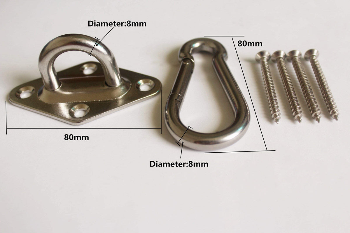 MHMYDZ stainless steel carabiners for sturdy heavy-duty hammock connections.