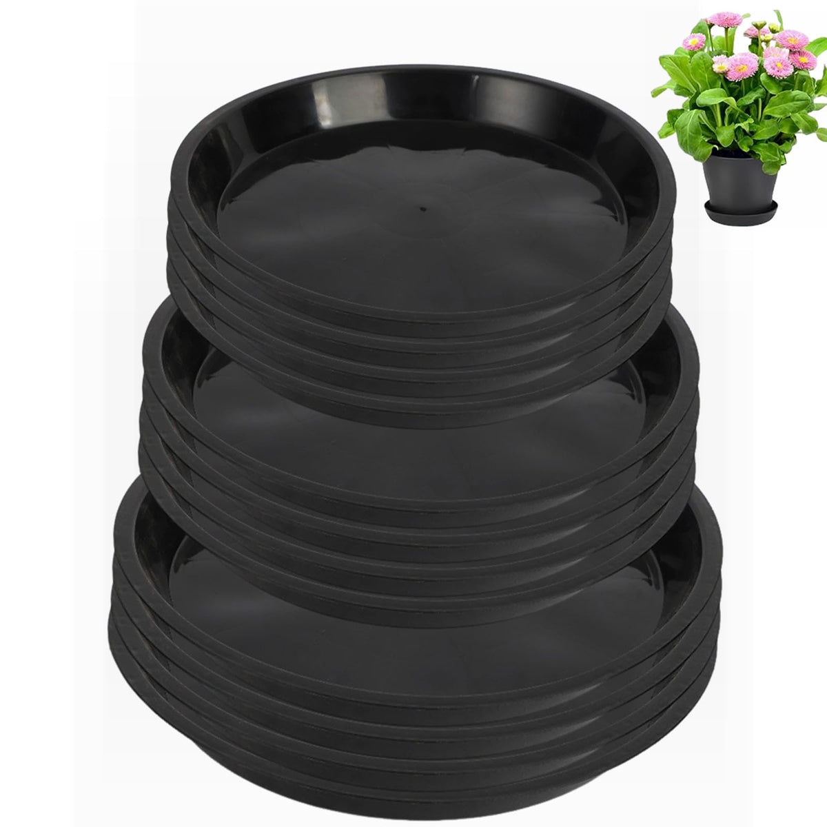 MHXWNHA plant saucer 8-inch front view protects surfaces and contains drainage.