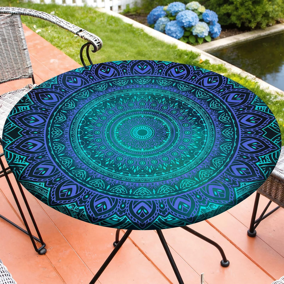 MHJY round tablecloth with elastic-edge secures round tables