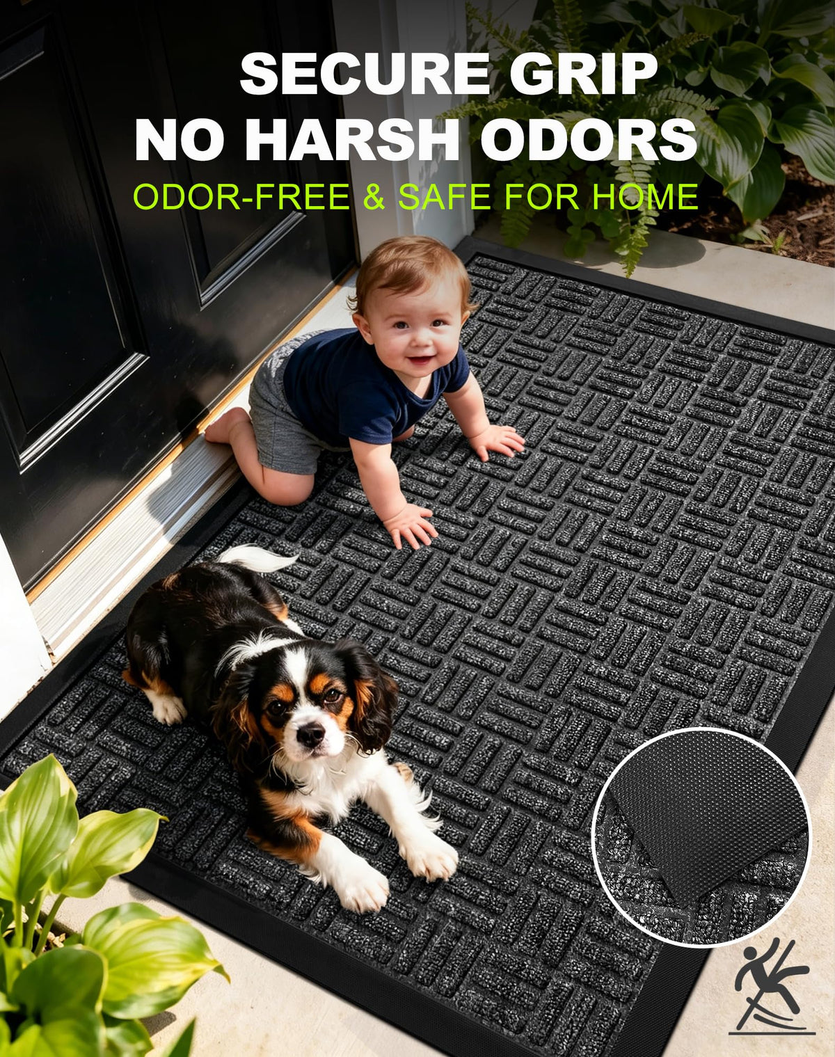 Mibao all-weather mat scrapes mud and snow from shoes