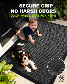 Mibao all-weather mat scrapes mud and snow from shoes