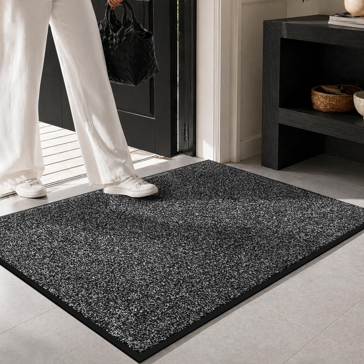 Mibao doormat with non-slip backing prevents slips on indoor floors.