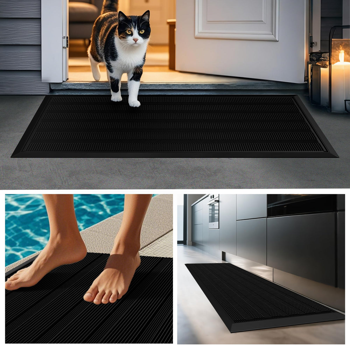 Mibao non-slip entrance mat with rubber backing keeps outdoor areas stable.