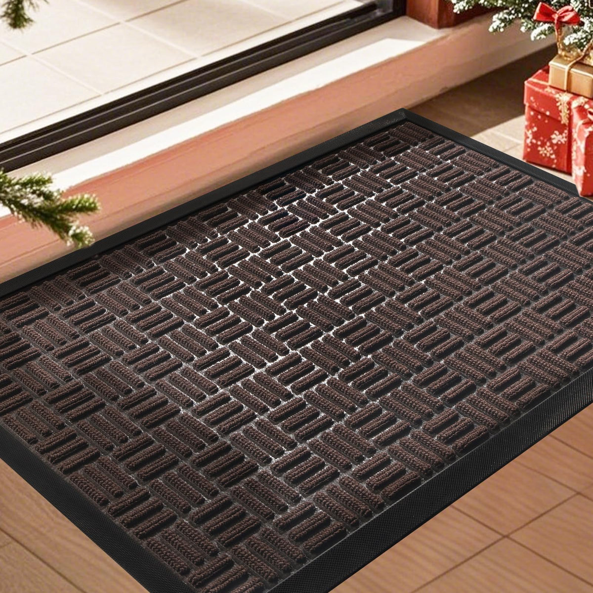 Mibao front door mat dirt-trapper with absorbent surface for indoor and outdoor entryways