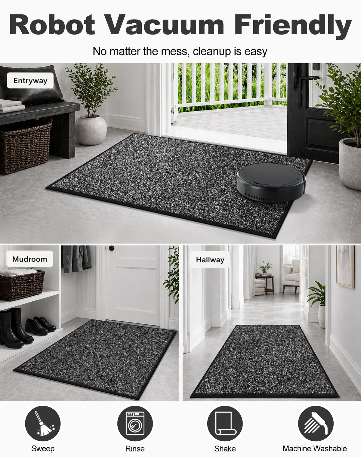 Mibao durable polypropylene surface with natural rubber backing in grey