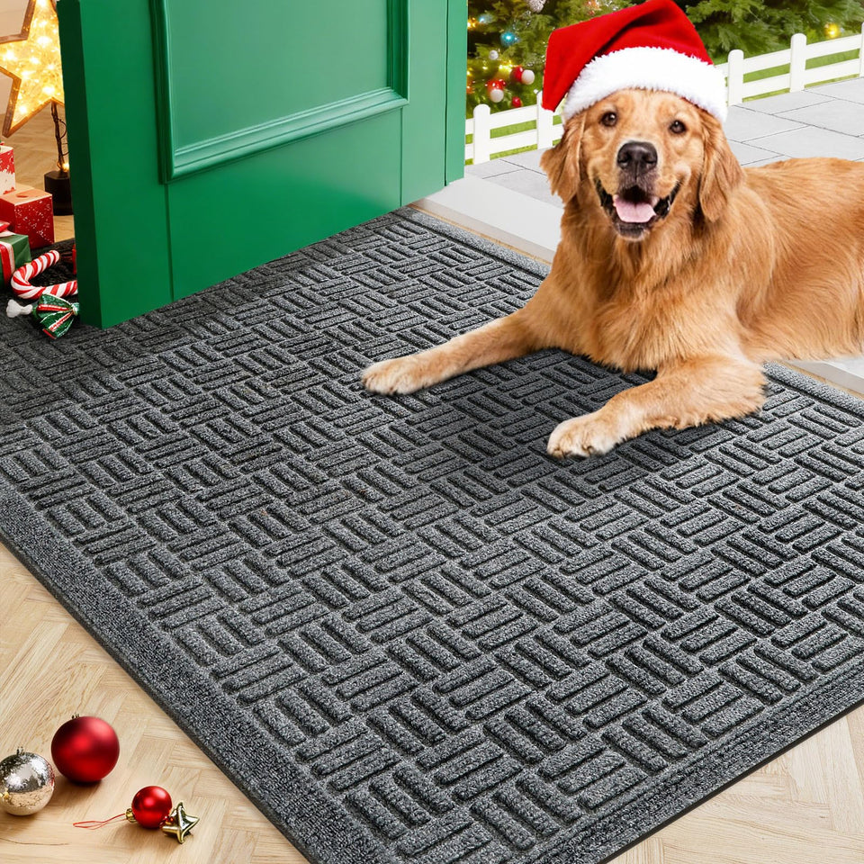 Mibao front door mat grey 36x24 captures dirt before entering your home