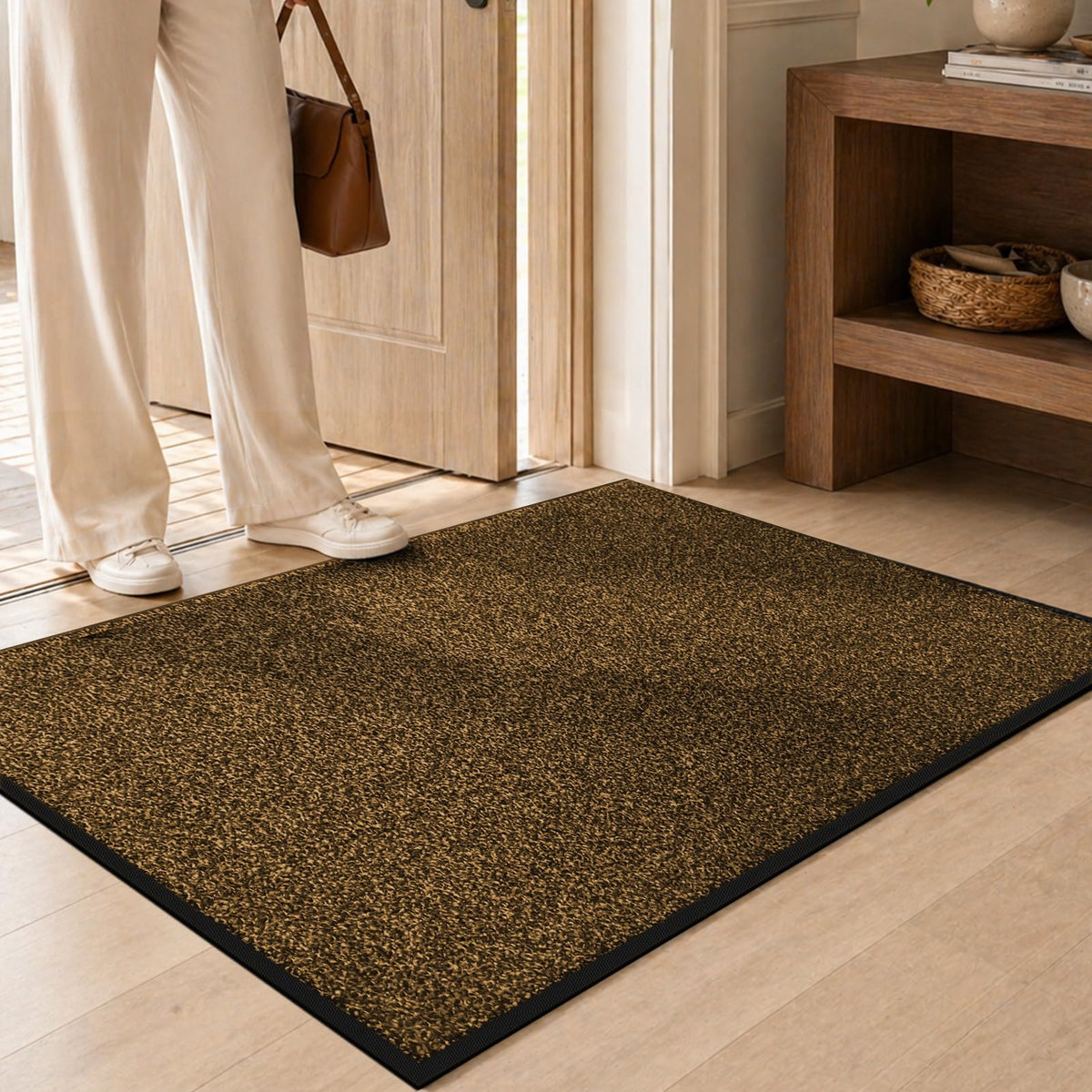 Mibao Front Door Mat non-slip backing prevents shifting for safe every-step entry.