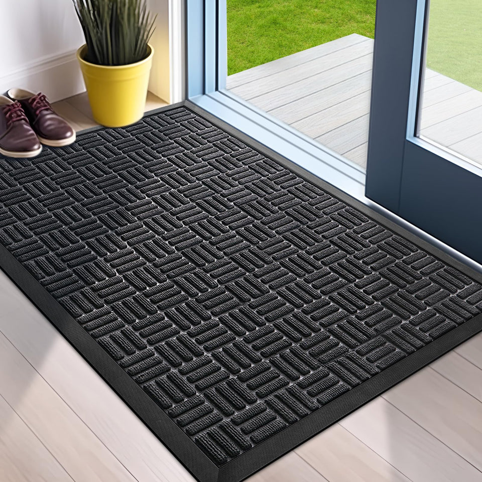 Mibao front door mat for outdoor and indoor use, keeps entry clean.