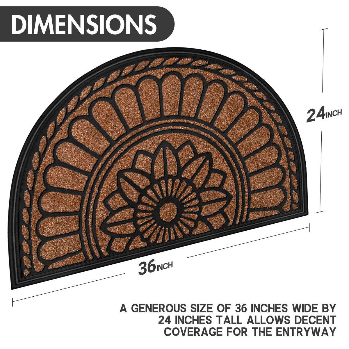 Mibao half round coffee mat with low-profile design protects door clearance.