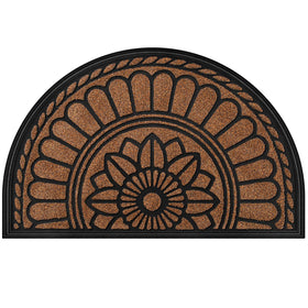 Mibao half round coffee mat at the front door captures dirt and keeps floors clean.
