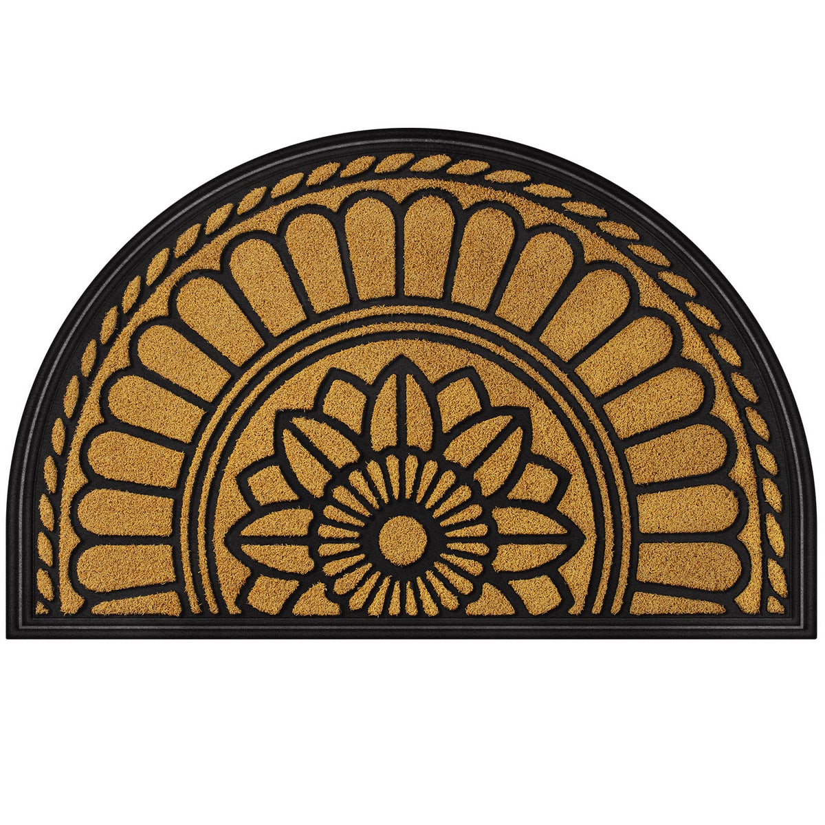 Mibao half-round yellow doormat at entrance with low-profile slip-resistant surface