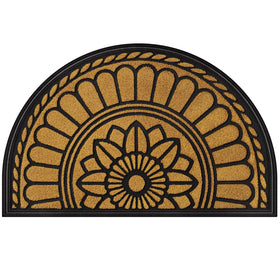 Mibao half-round yellow doormat at entrance with low-profile slip-resistant surface