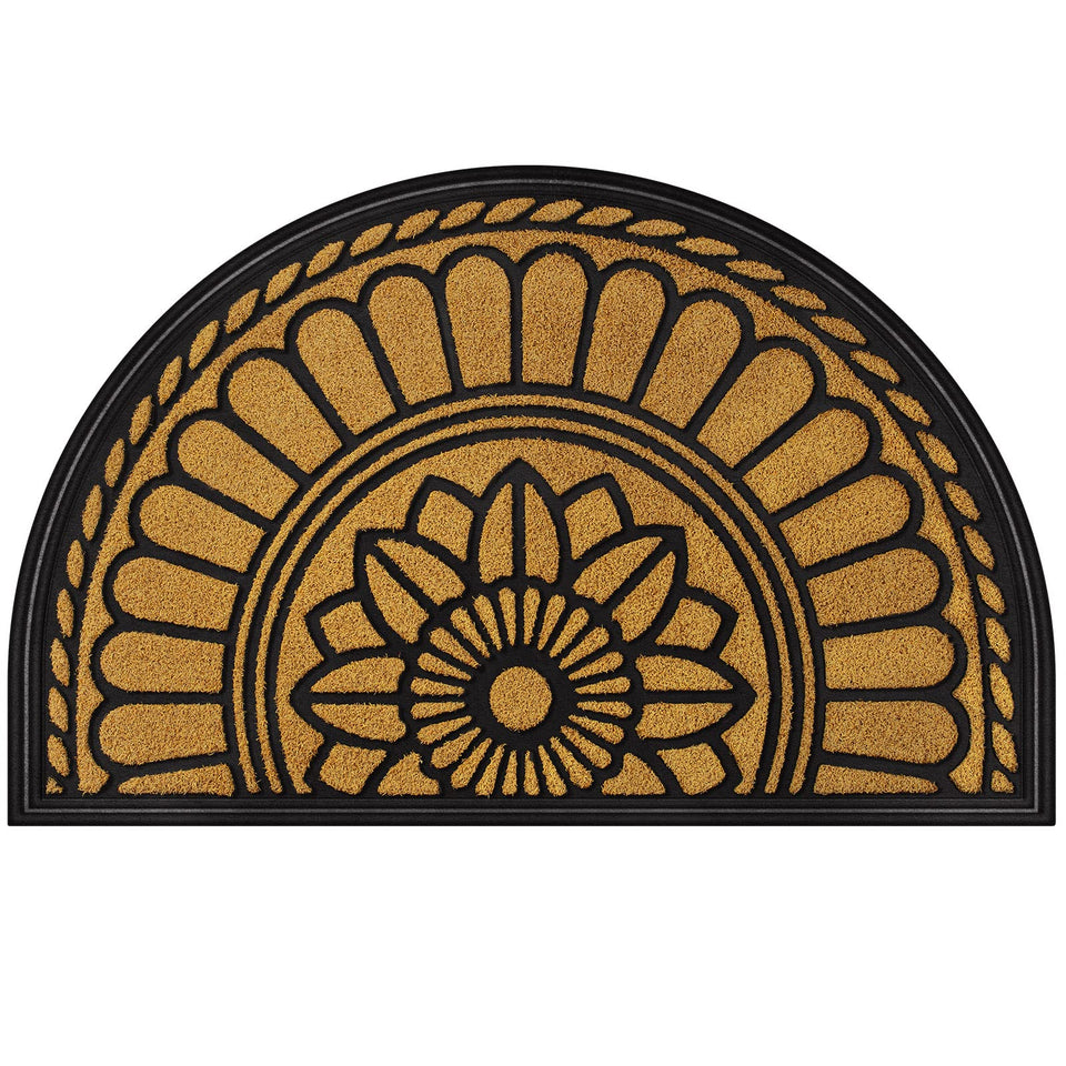 Mibao half-round yellow doormat at entrance with low-profile slip-resistant surface