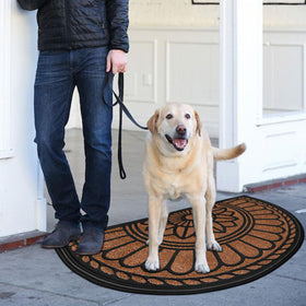 Mibao store-front half-round mat blends with decor while trapping debris.