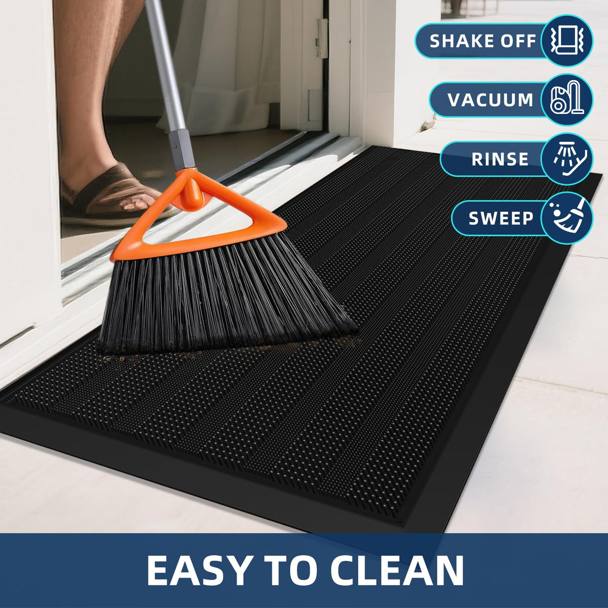 Mibao indoor-outdoor doormat withstands tough conditions and cleans easily.
