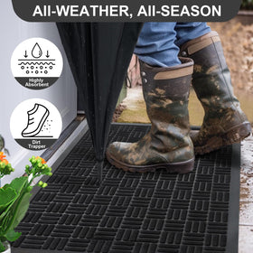 Mibao natural rubber back anti-slip, secures mat on dry floors.