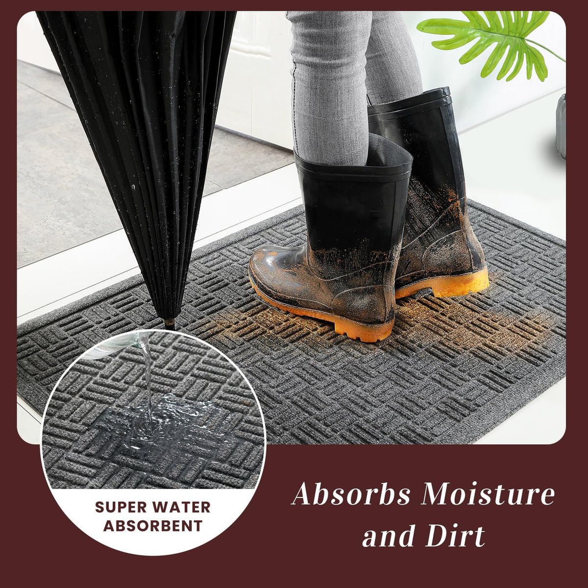 Mibao non-slip rubber backing keeps mat in place on dry floors