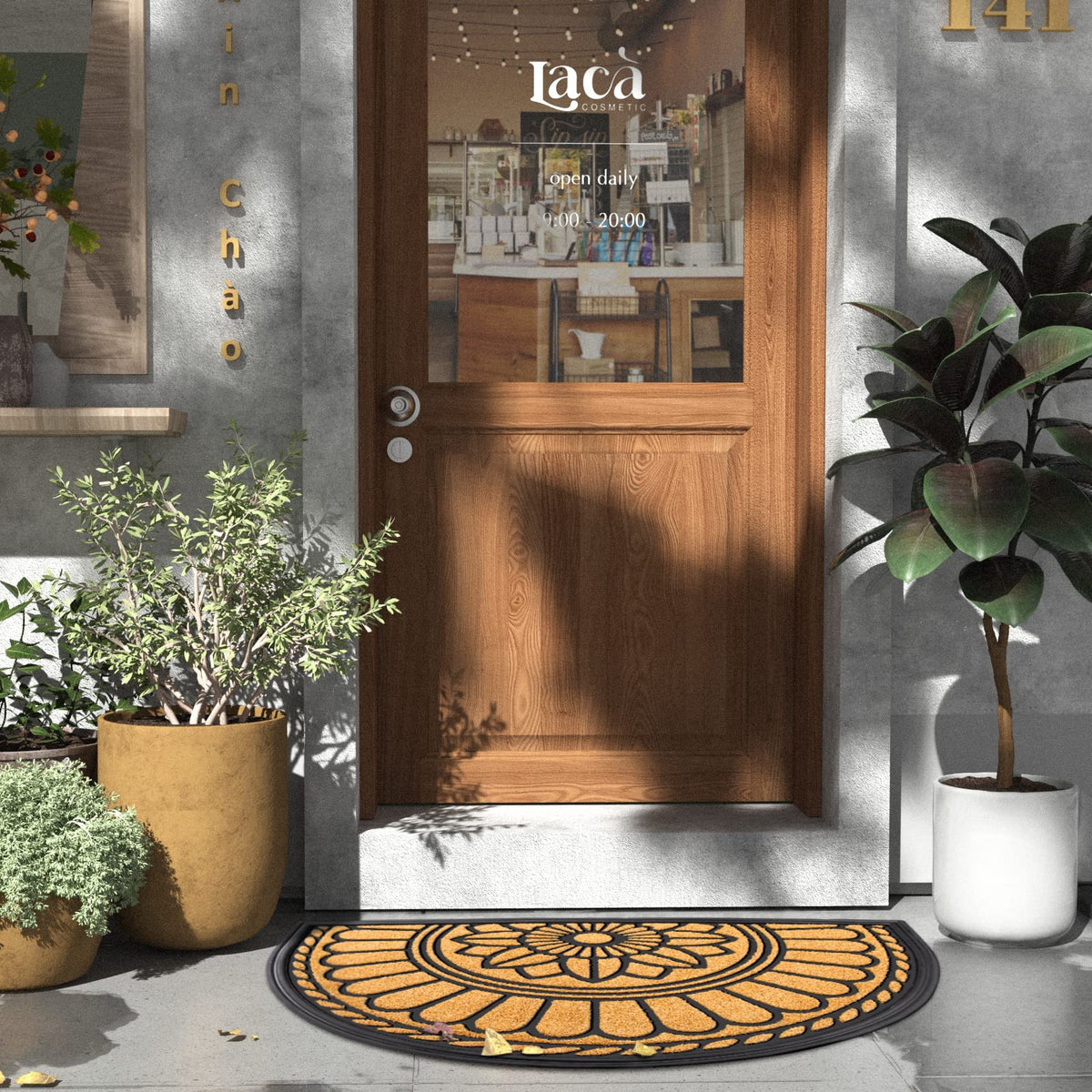 Mibao yellow welcome mat highlights durable safe design for kids and pets