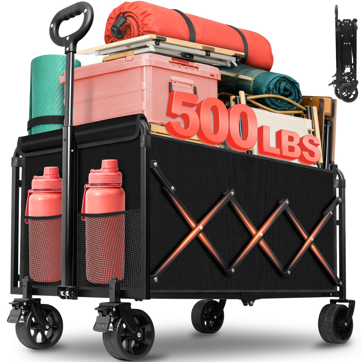 Micieitie collapsible wagon frame—strong alloy core supports heavy loads.