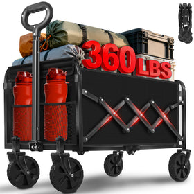 micieitie foldable wagon demonstrates compact storage for easy trunk stowage.