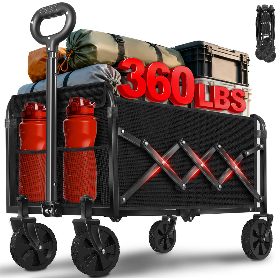 micieitie foldable wagon demonstrates compact storage for easy trunk stowage.