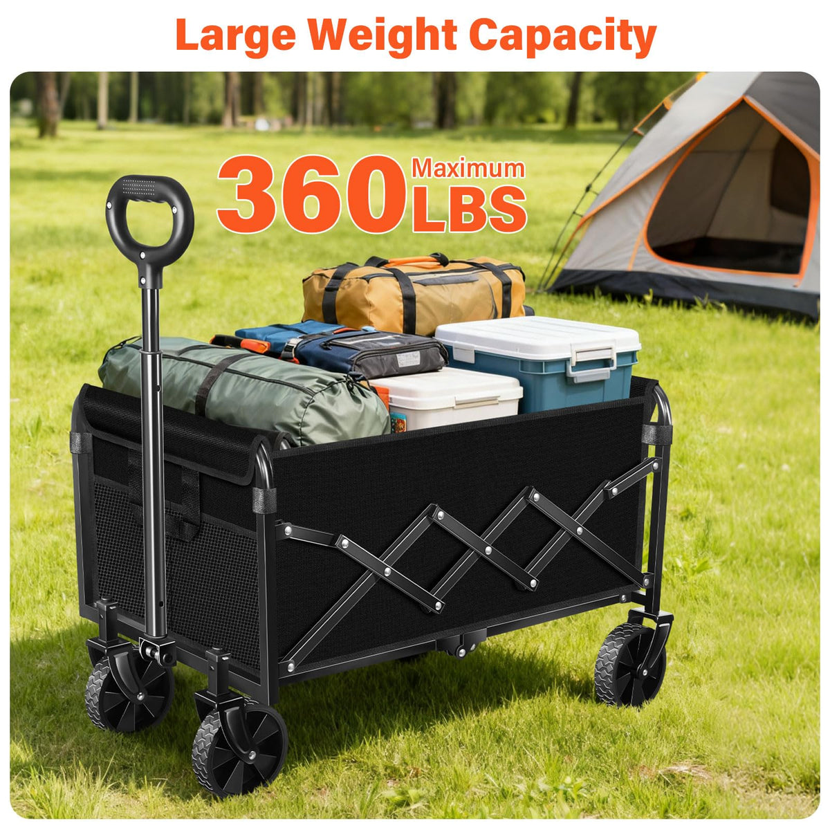 micieitie foldable wagon telescopic handle and swivel wheels enable smooth maneuvering
