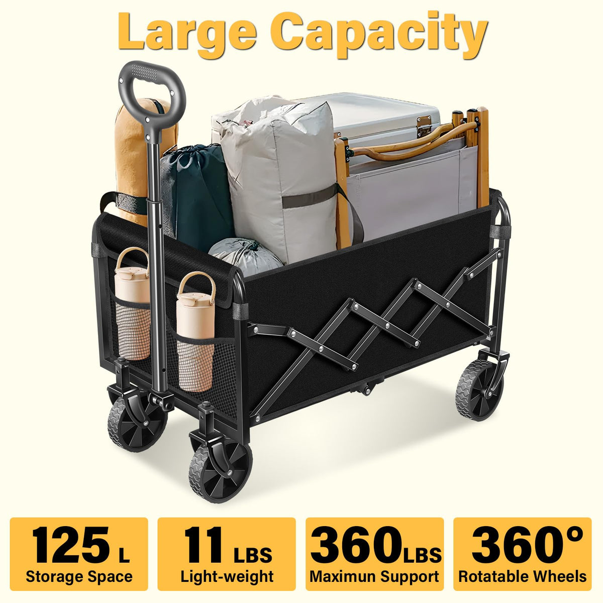 micieitie Wagons Carts Foldable compact fold enables tidy storage in tight spaces.