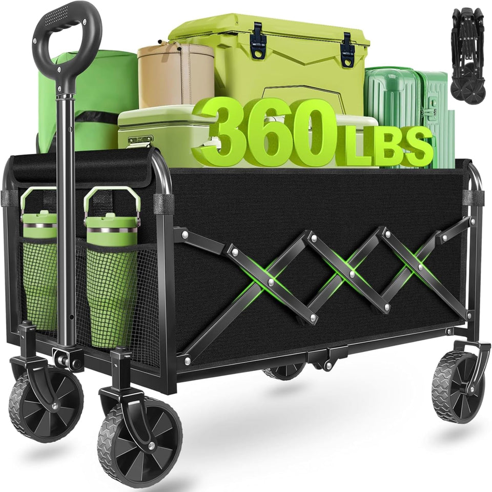 Micieitie foldable wagon frame close-up reveals rugged steel and durable fabric for lasting outdoor use.