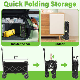 Micieitie wagon telescopic handle extended for comfortable pulling.