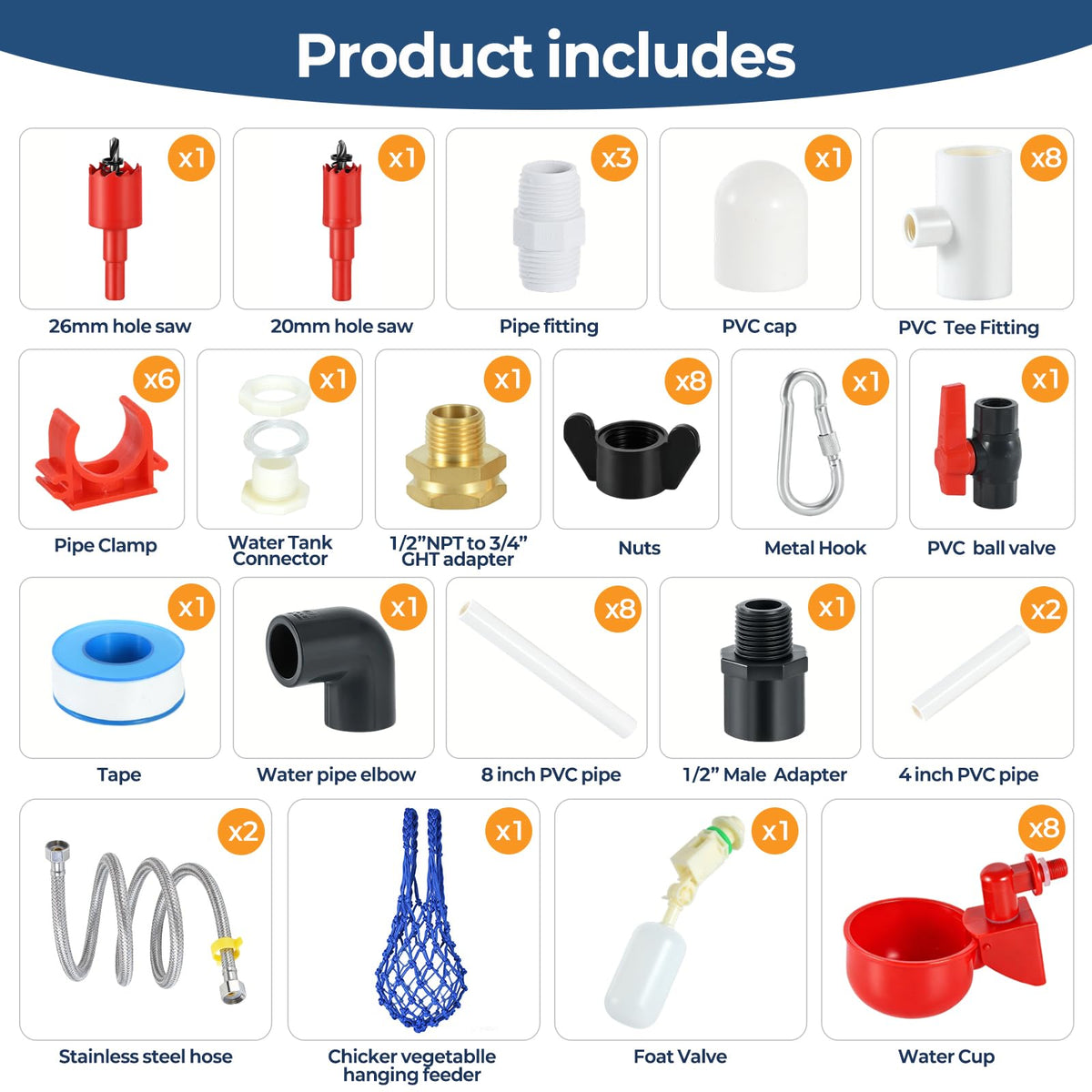 MicMingle 8 chicken water cups provide reliable hydration and easy upkeep