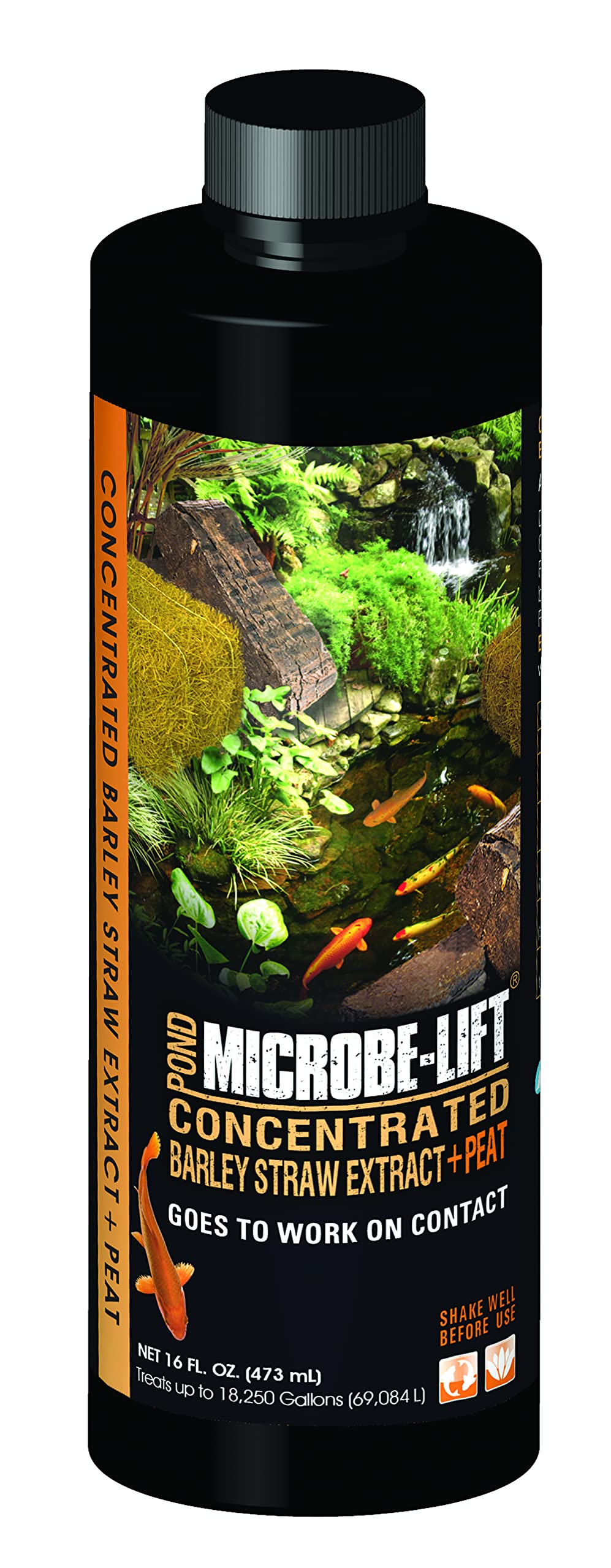 Microbe-Lift barley straw extract plus liquid peat conditioner bottle supports pond water balance