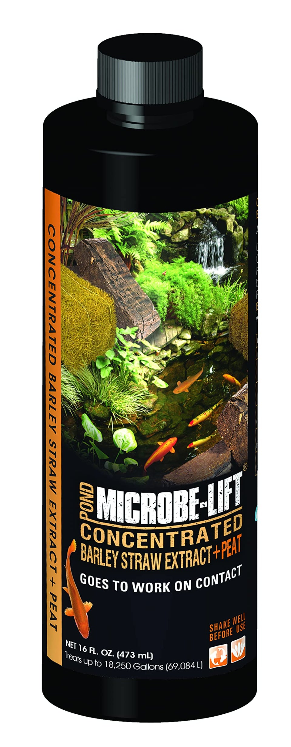Microbe-Lift barley straw extract plus liquid peat conditioner bottle supports pond water balance